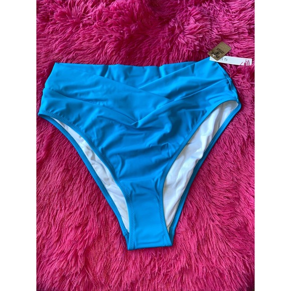 PINK Victoria's Secret Other - Victorias Secret PINK Swim V Crossover High‎ Waist Cheeky Bikini Bottom XL BLUE